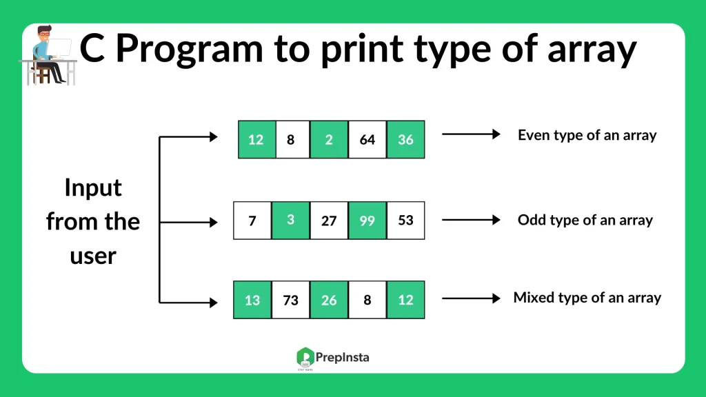 C Program to print type of array