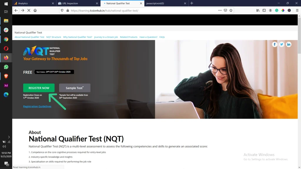 TCS NQT Registration Step 1