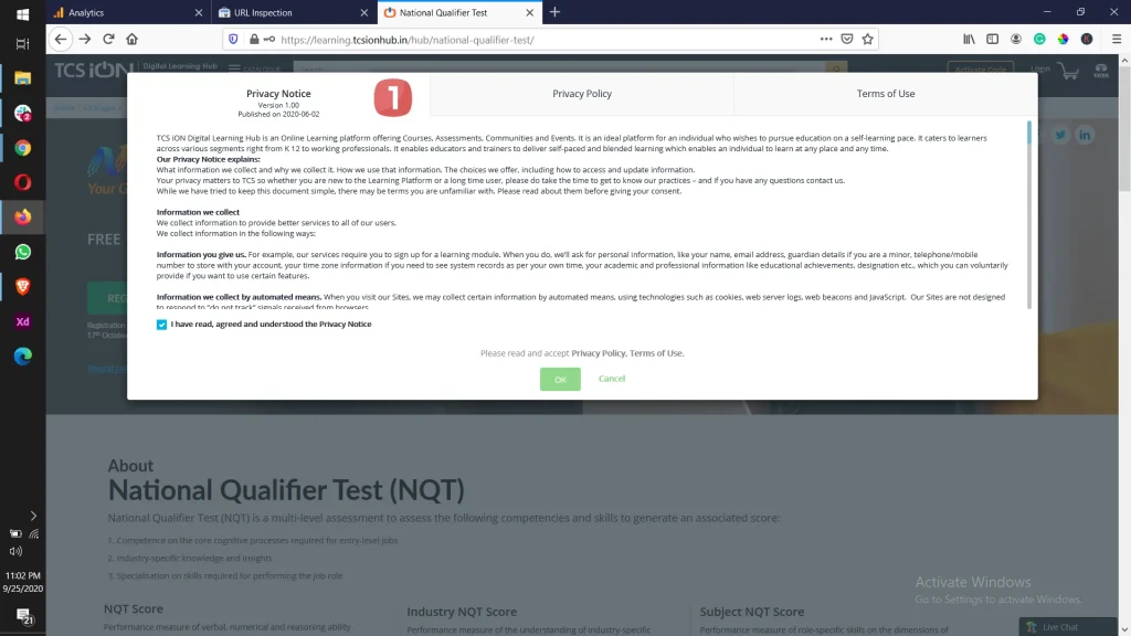 TCS NQT Registration Step 2.1