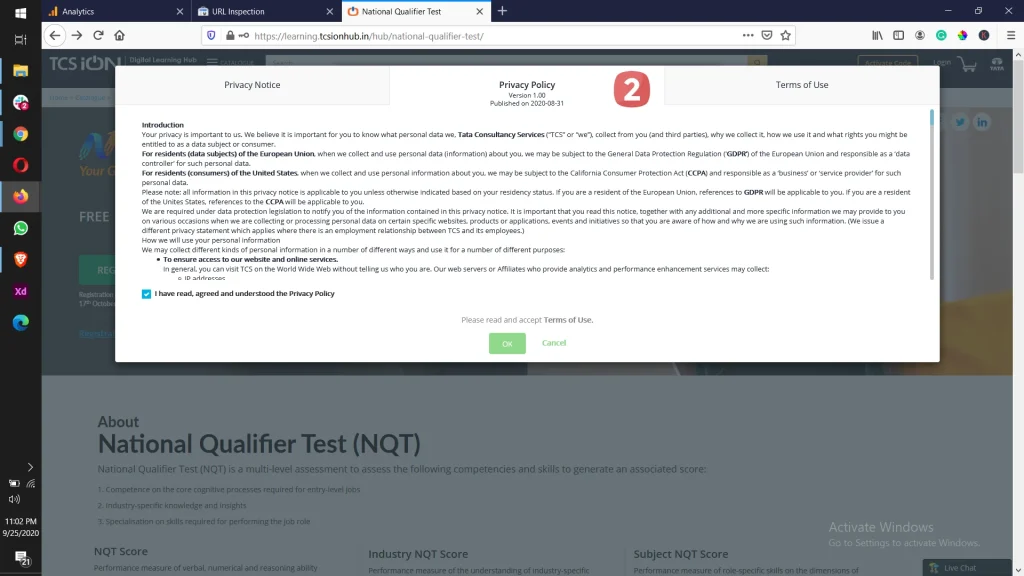 TCS NQT Registration Step 2.2
