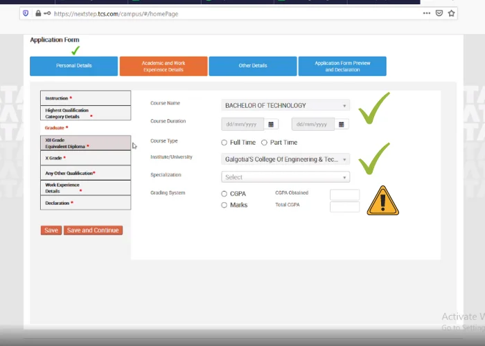 how to apply for next step tcs