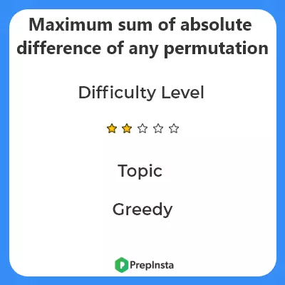 Maximum sum of absolute difference of any permutation Problem Discription