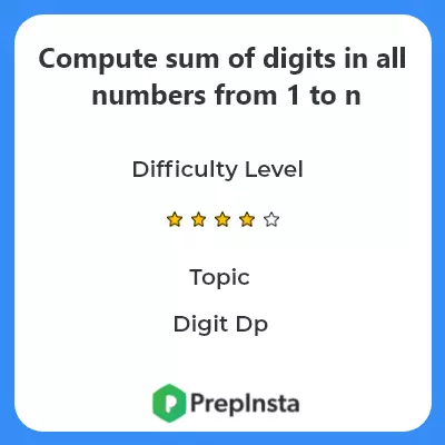 Compute sum of digits in all numbers from 1 to n