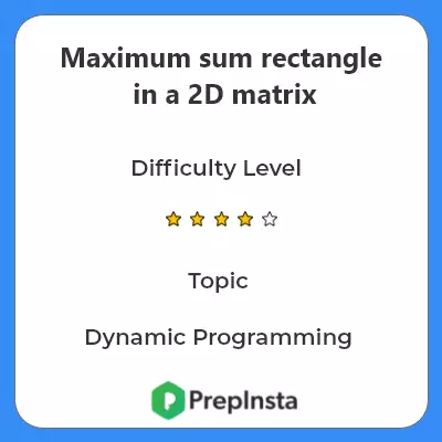 Maximum sum rectangle in a 2D matrix Problem Description