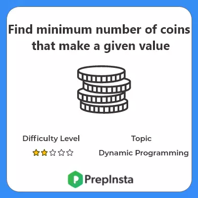 Find minimum number of coins that make a given value