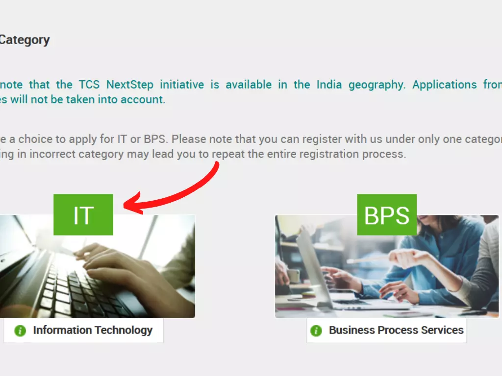 TCS NQT Registration Step 2