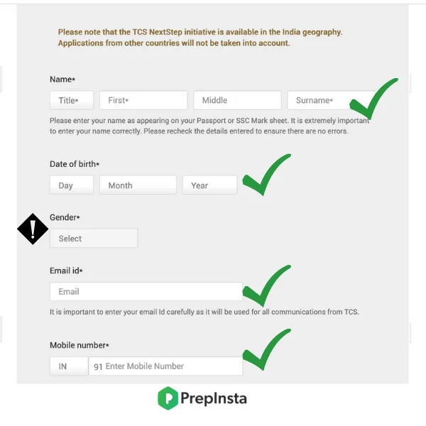 TCS Smart Hiring Application Form - 2