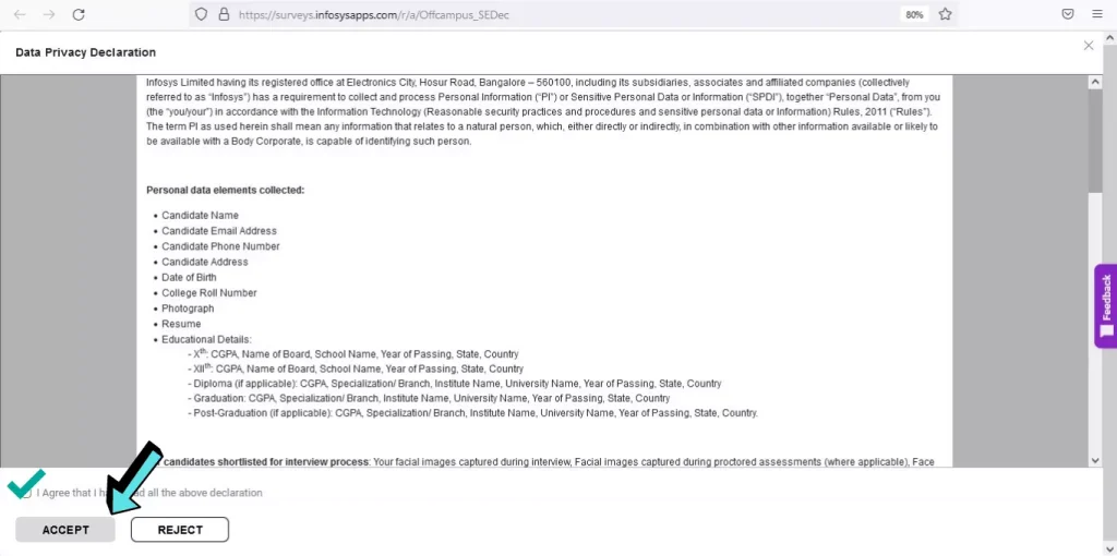 Infosys off campus registration