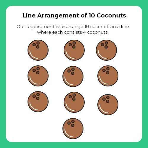 Line Arrangement of 10 Coconuts