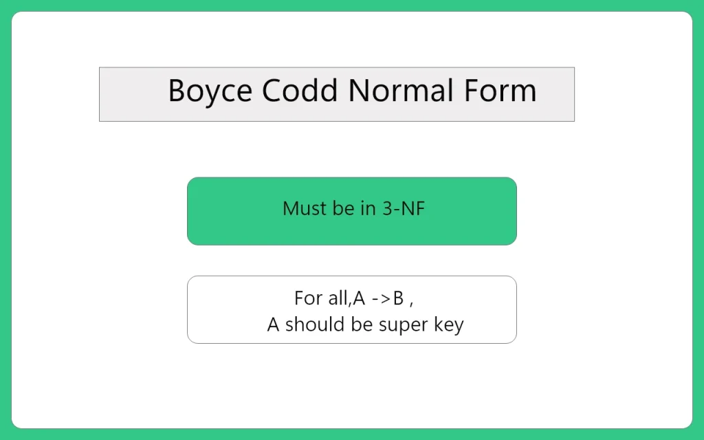 BOYCE CODD FORM IN DBMS