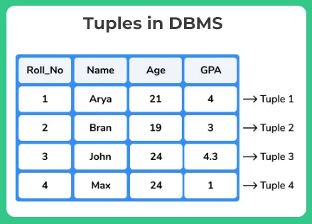 Tuple | Database Management System | PrepInsta