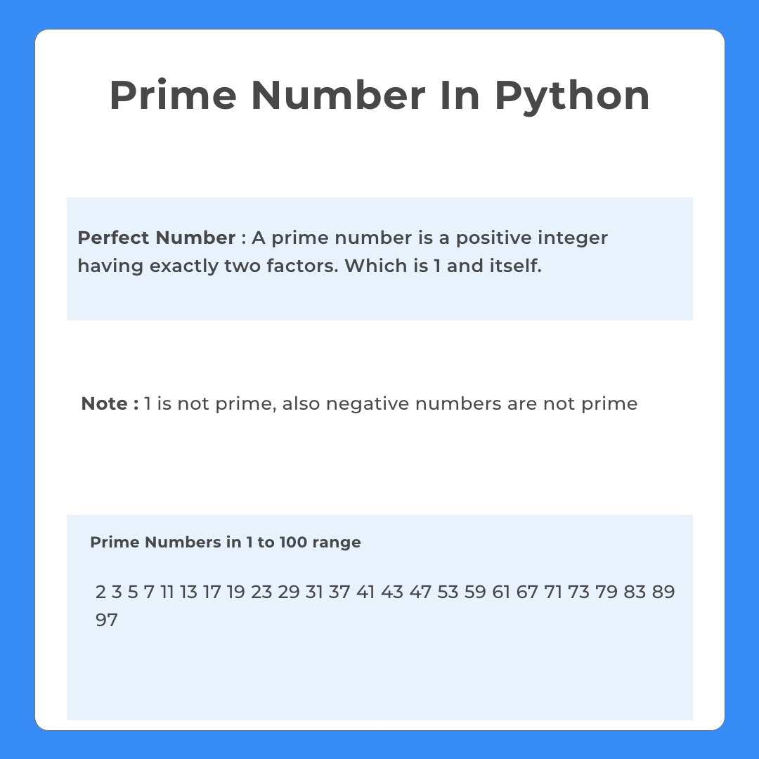 Find Prime Number between 1 to 100 in Python