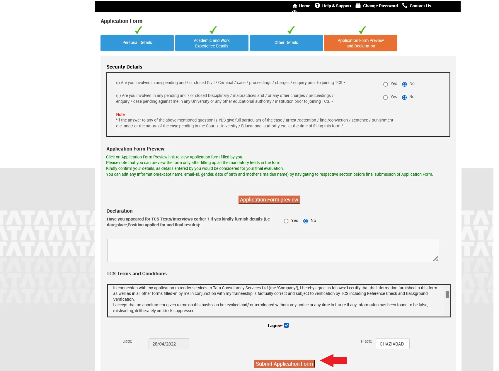 TCS ITP Registration Process 19