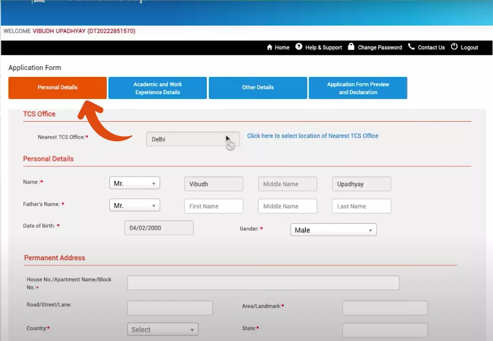 TCS NQT Registration process step 12