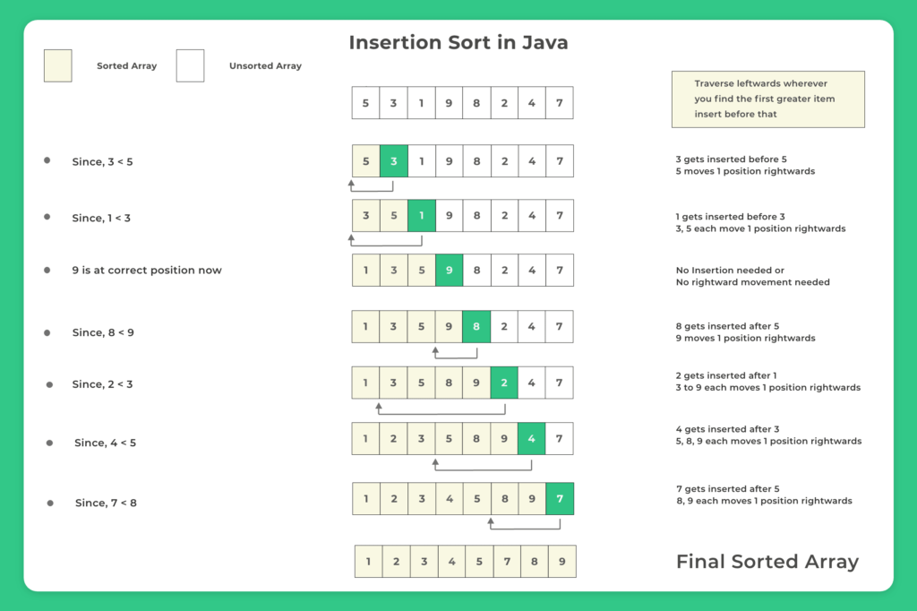 Insertion Sort in Java Programming explained
