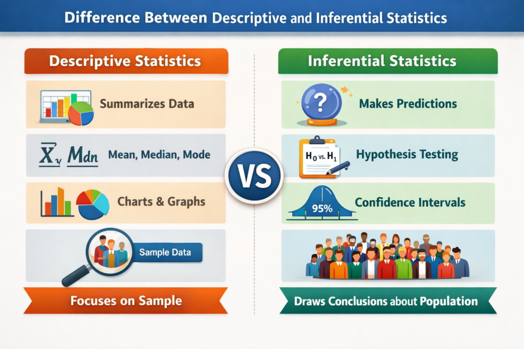 Difference Between Descriptive and Inferential Statistics in Data Analytics